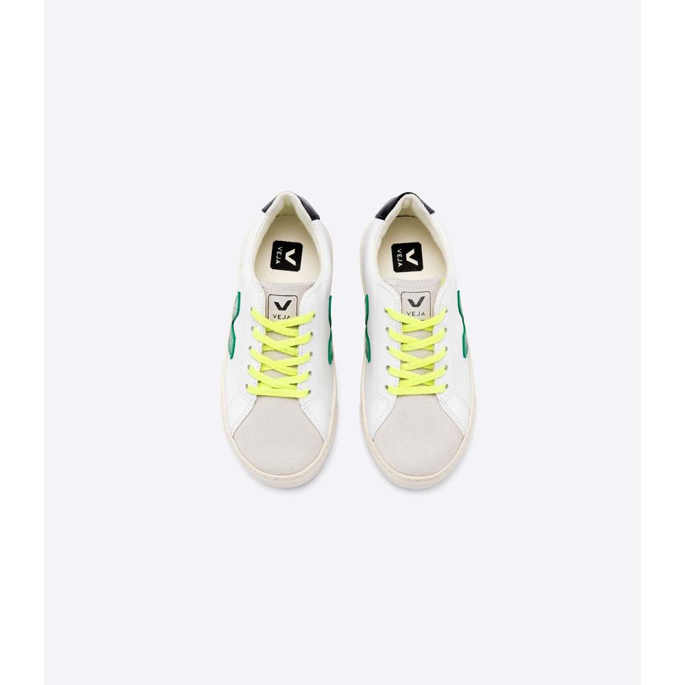 Veja ESPLAR LEATHER Joggesko Barn White/Green/Black | NO 820NWY